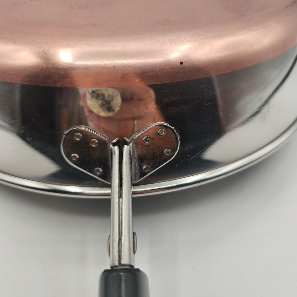 Revere Ware 1801 9 inch Skillet Frying Pan Copper Bottom Clinton ILL 95c - Picture 9 of 16